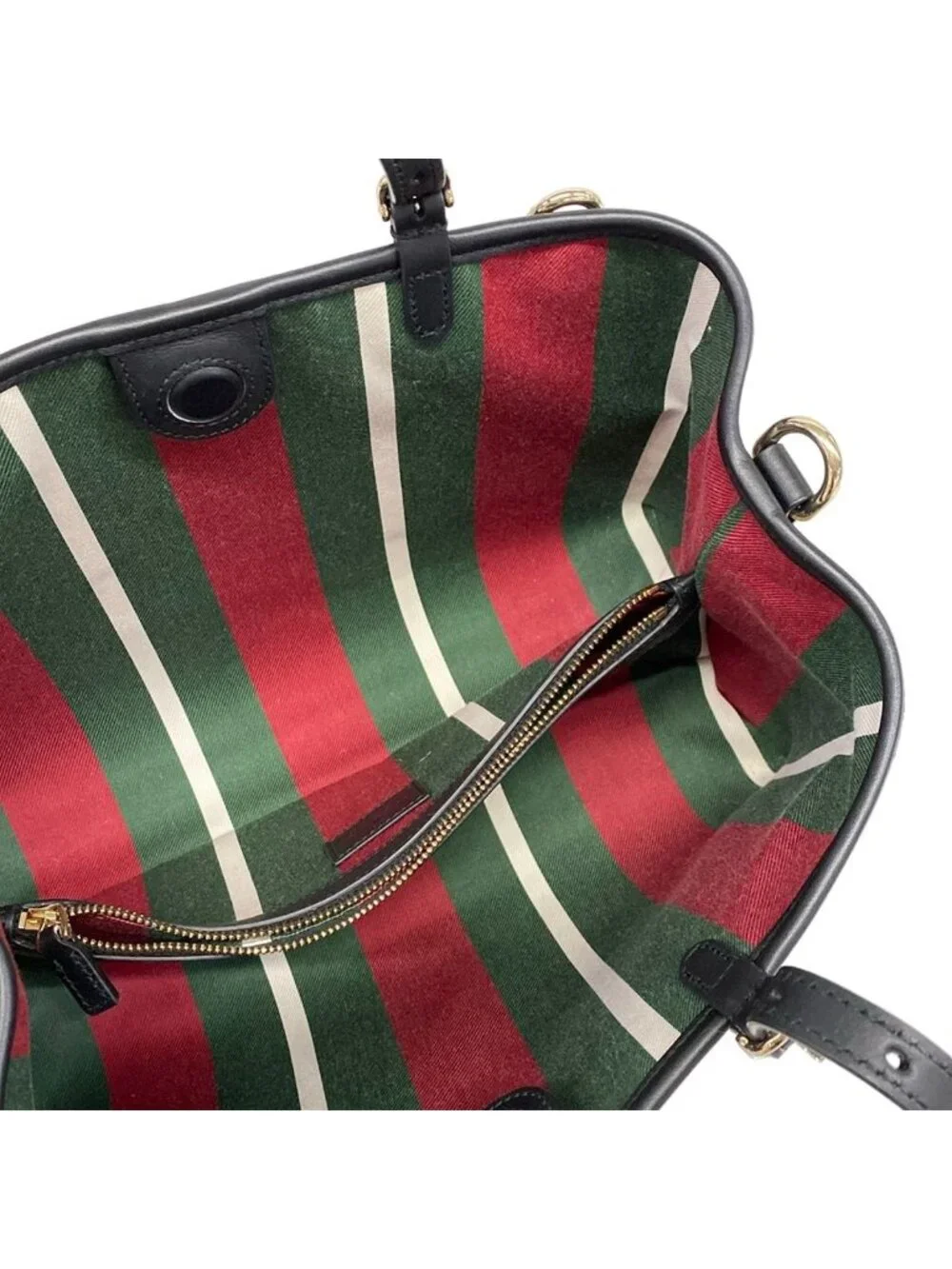 Gucci Tote GG Emblem Medium Beige Dark Brown Black Leather